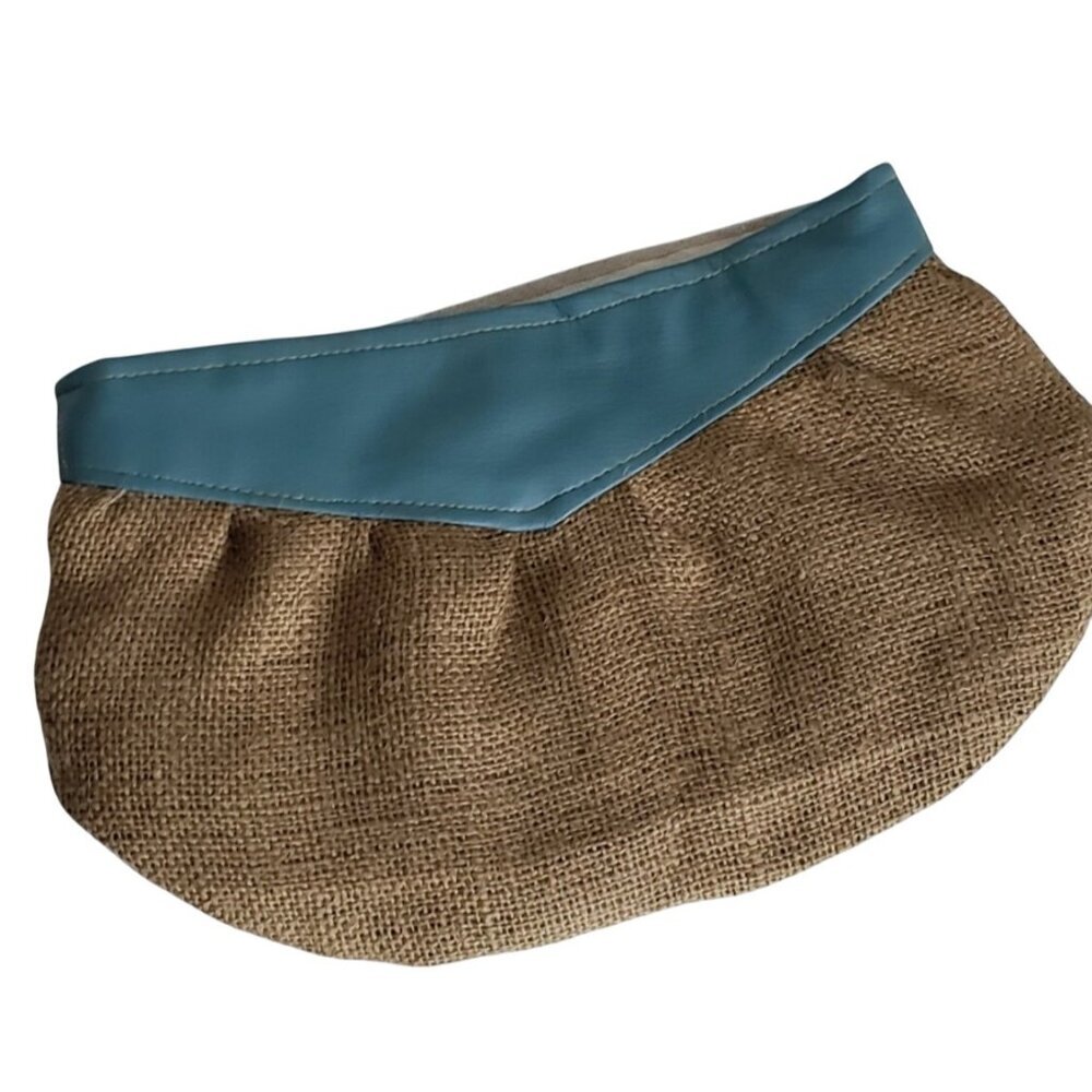 Rachel Elise Burlap & Faux Leather Clutch with Snap Closure